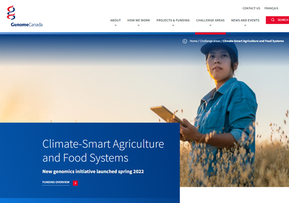 Screen shot of Climate-Smart Agriculture and Food Systems page